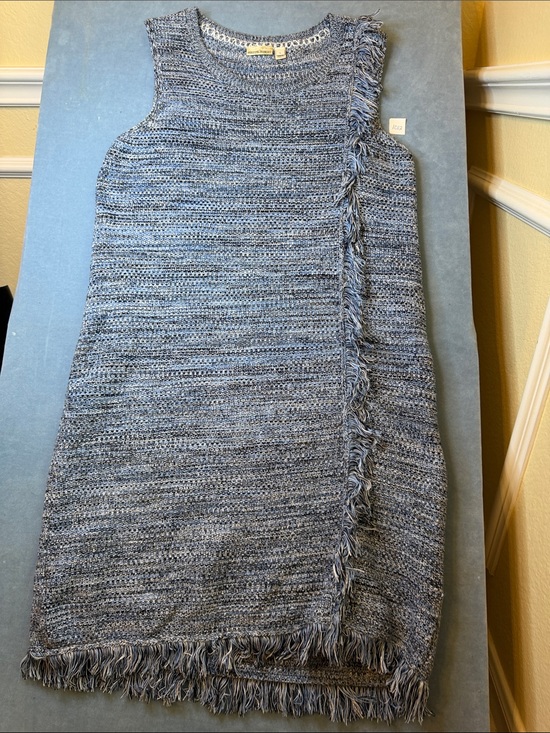 HOLDING HORSES Dresses & Skirts - Anthropologie Fringed Knit Blue Sleeveless Skirt